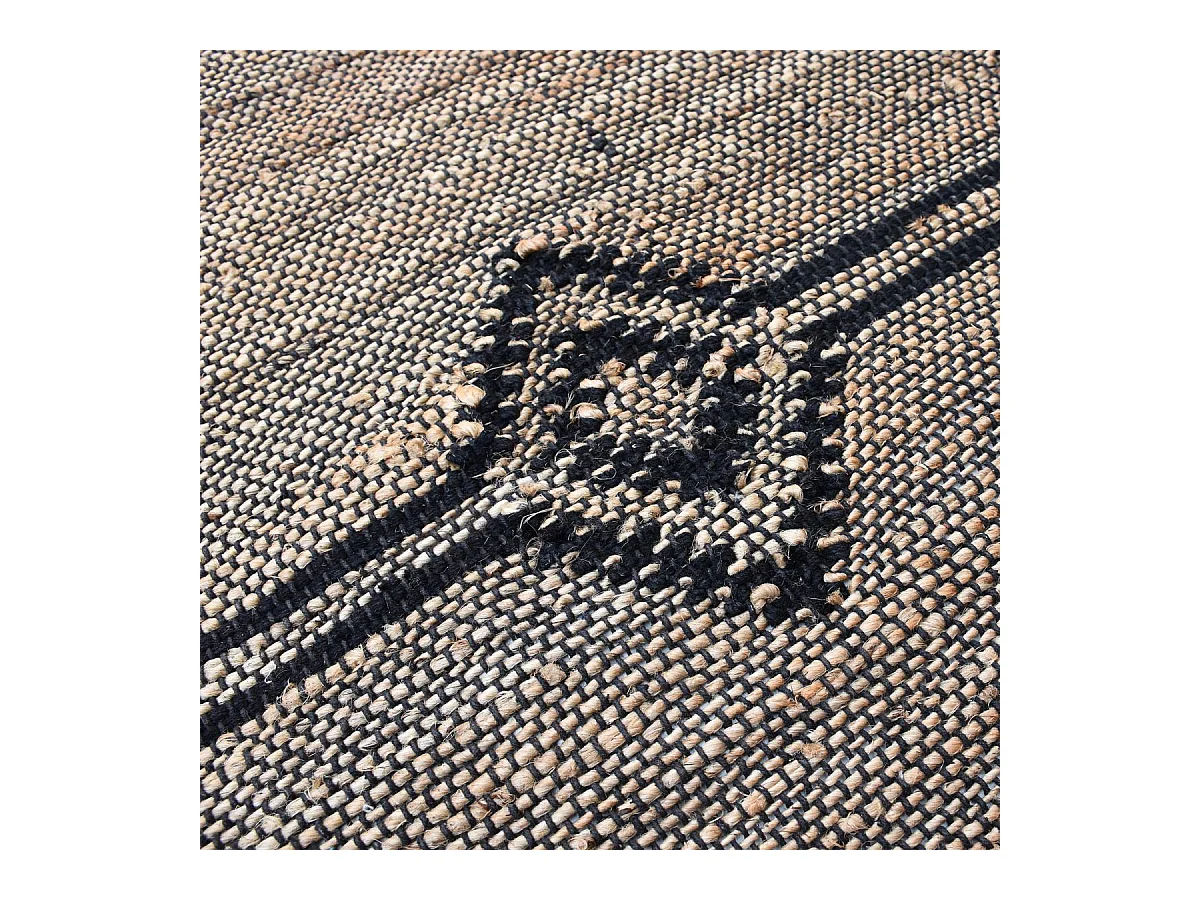 Tapis jute 160x230 fait à la main gris et noir TLIPO
