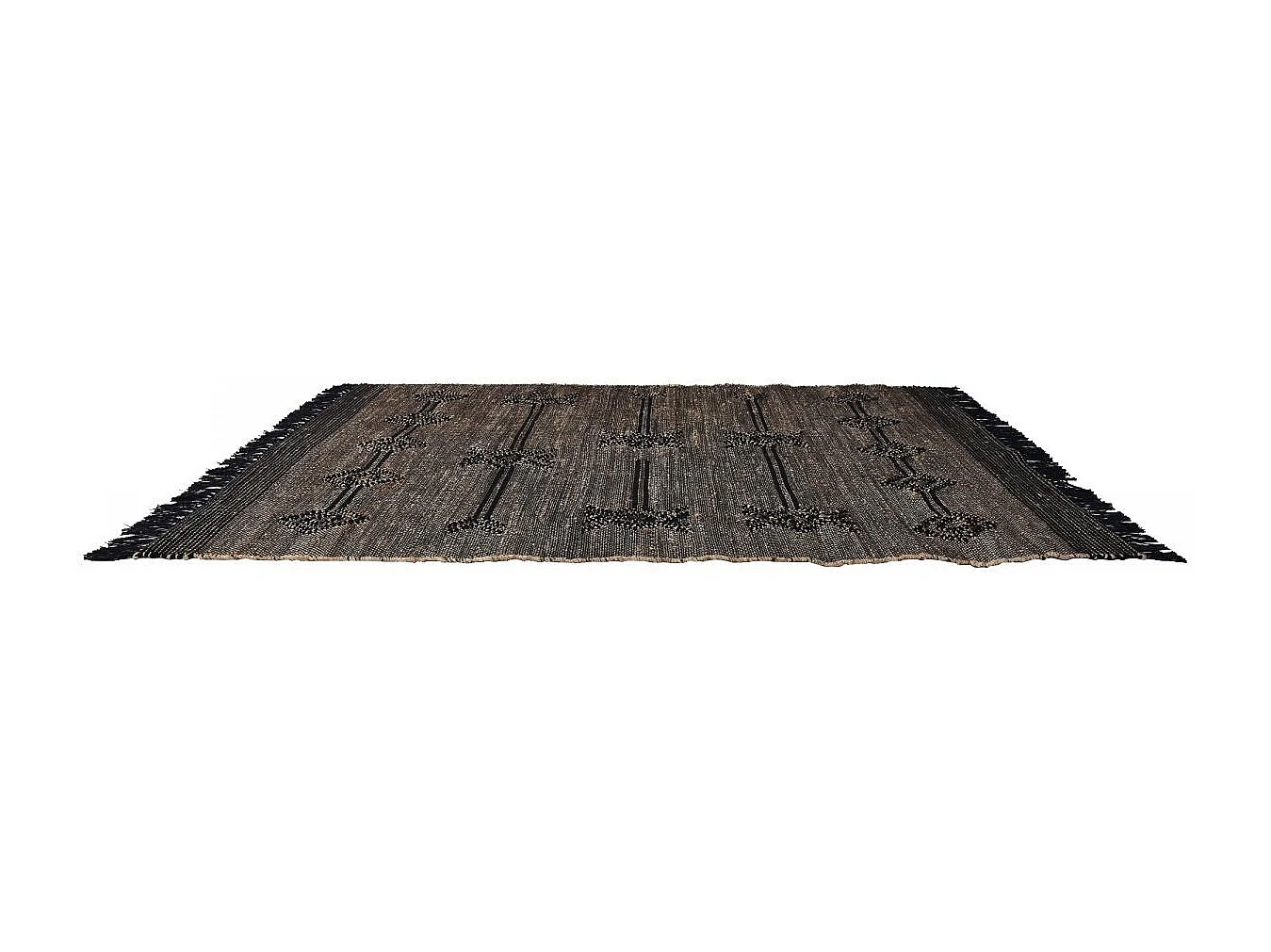 Tapis jute 160x230 fait à la main gris et noir TLIPO