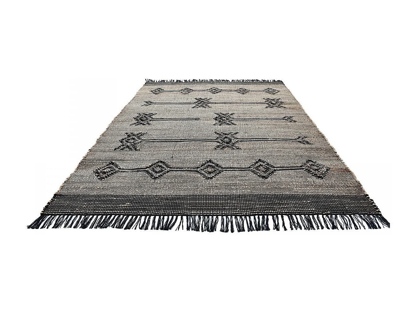 Tapis jute 160x230 fait à la main gris et noir TLIPO