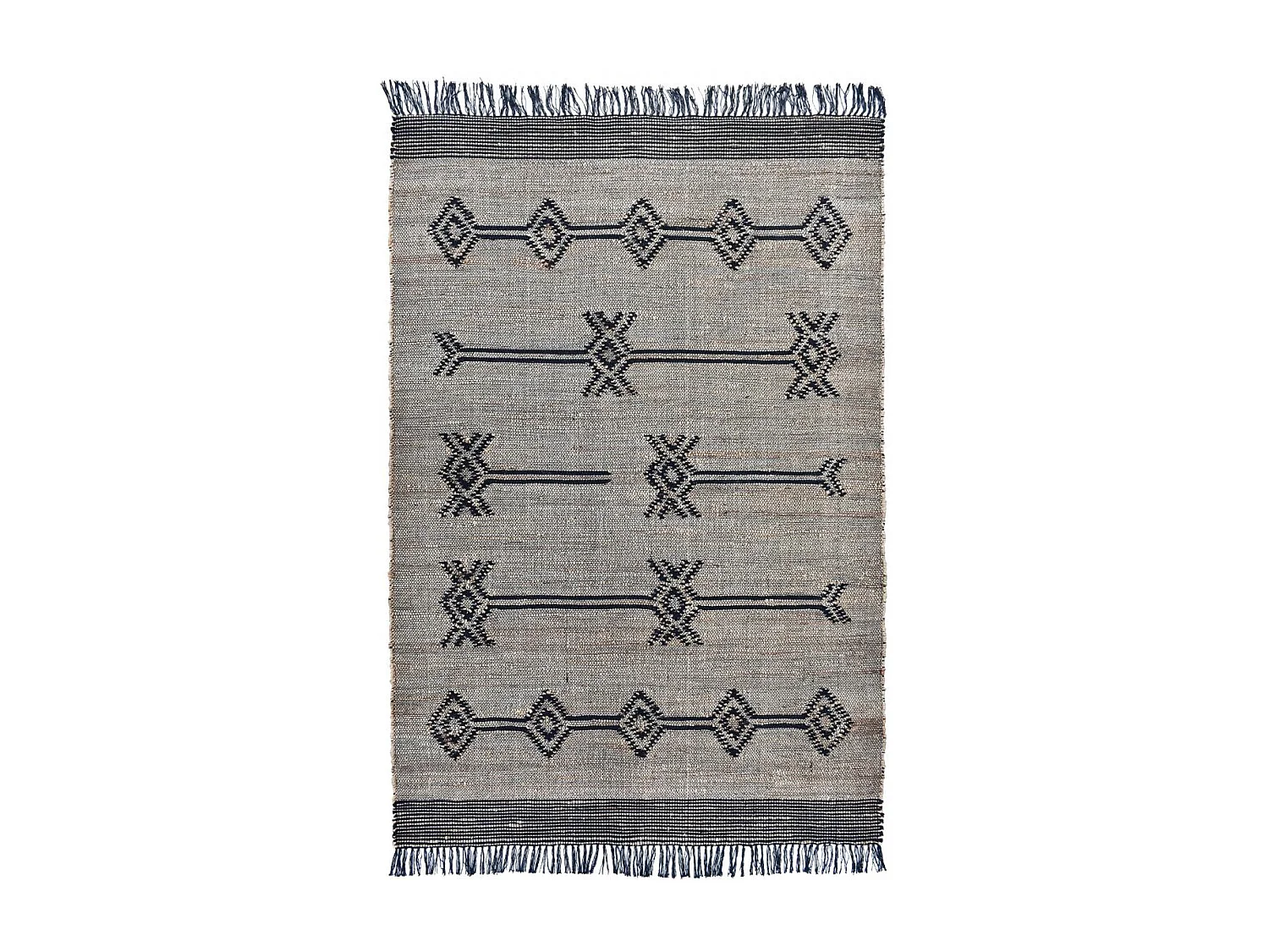 Tapis jute 160x230 fait à la main gris et noir TLIPO