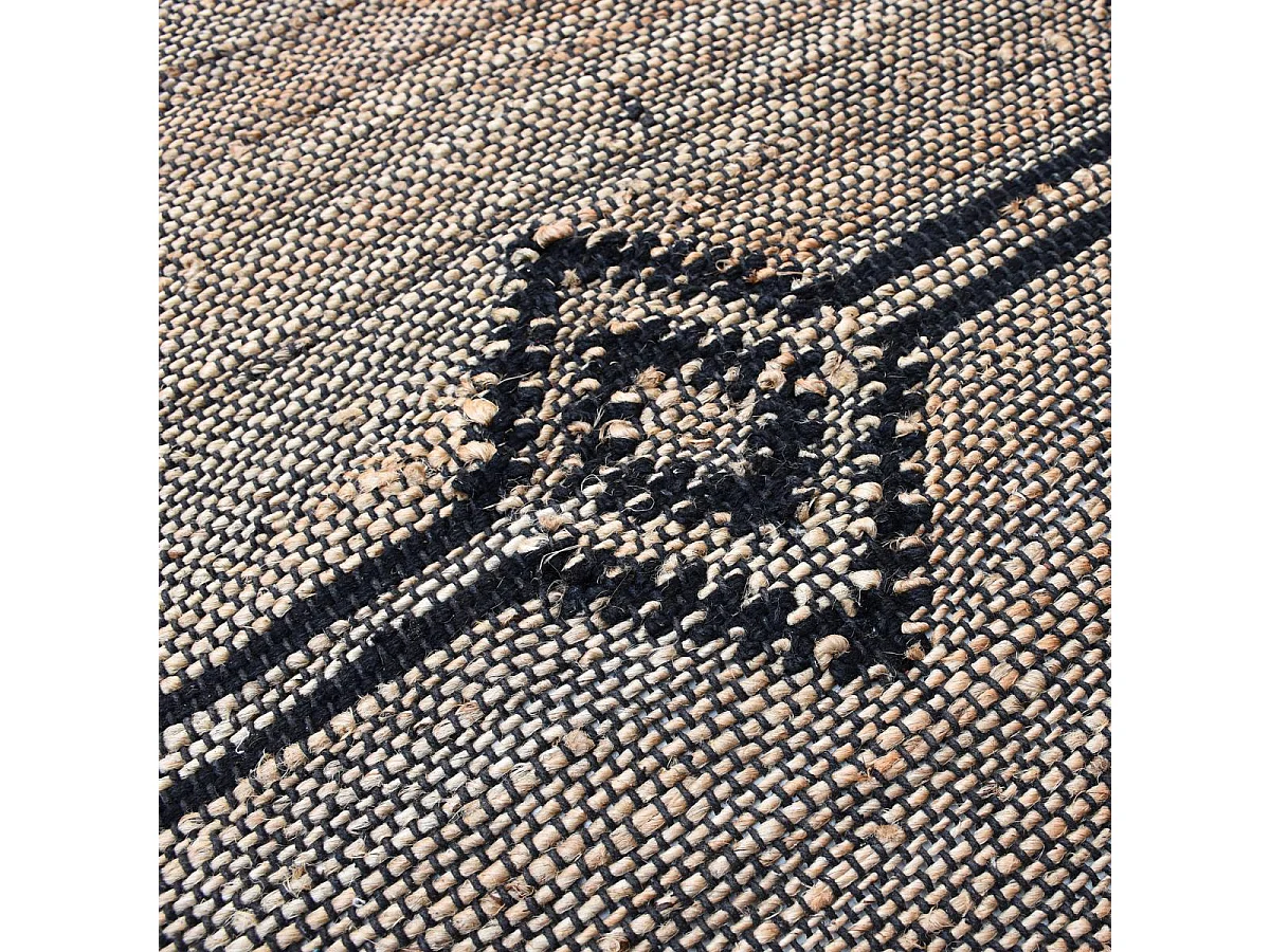Tapis jute 160x230 fait à la main gris et noir TLIPO