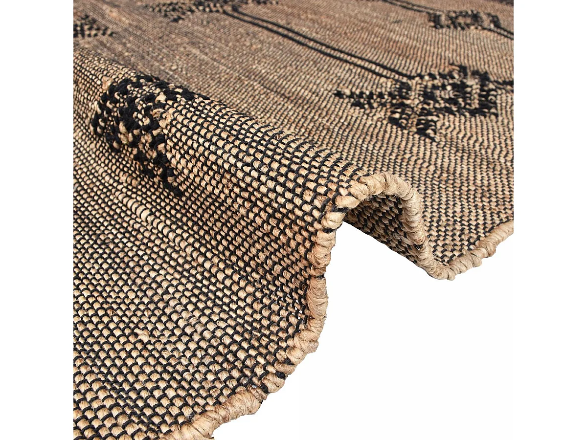 Tapis jute 160x230 fait à la main gris et noir TLIPO