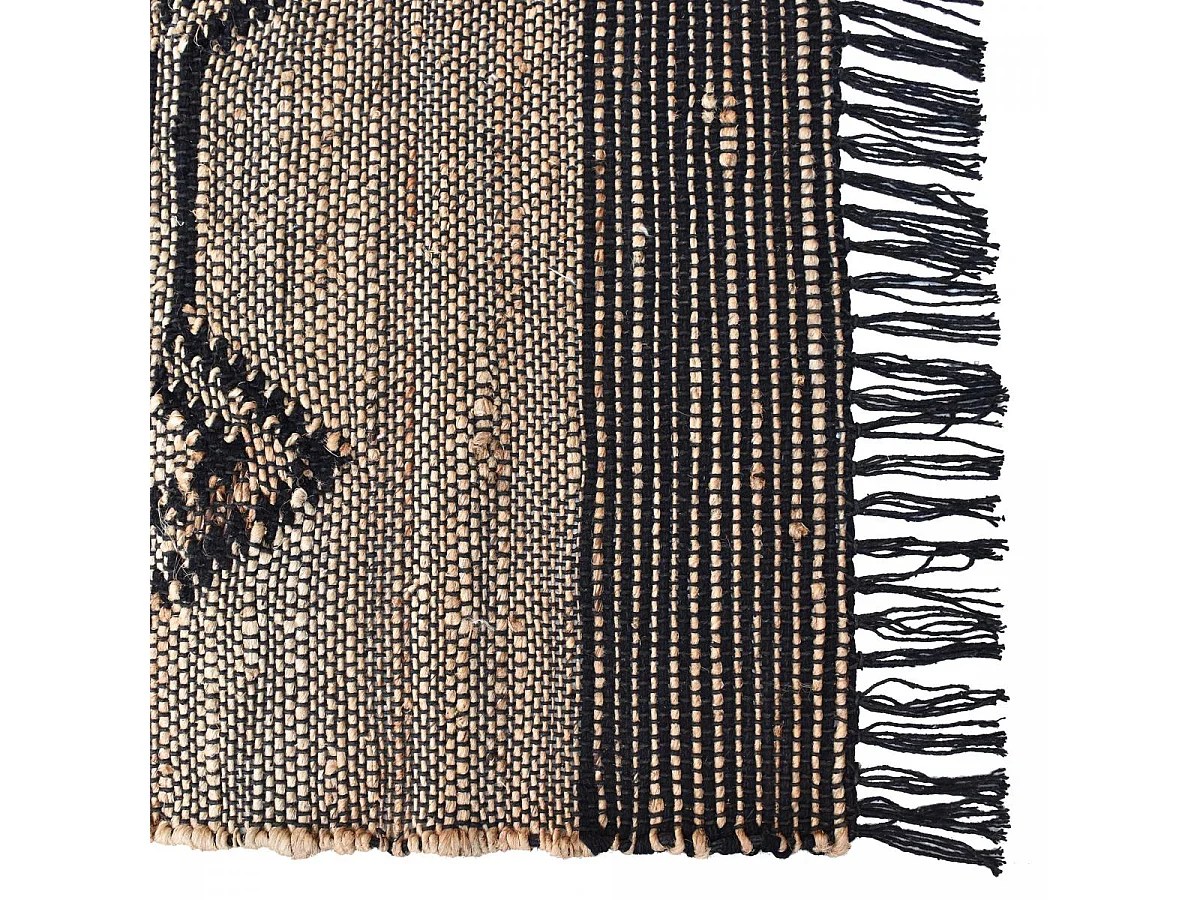 Tapis jute 160x230 fait à la main gris et noir TLIPO