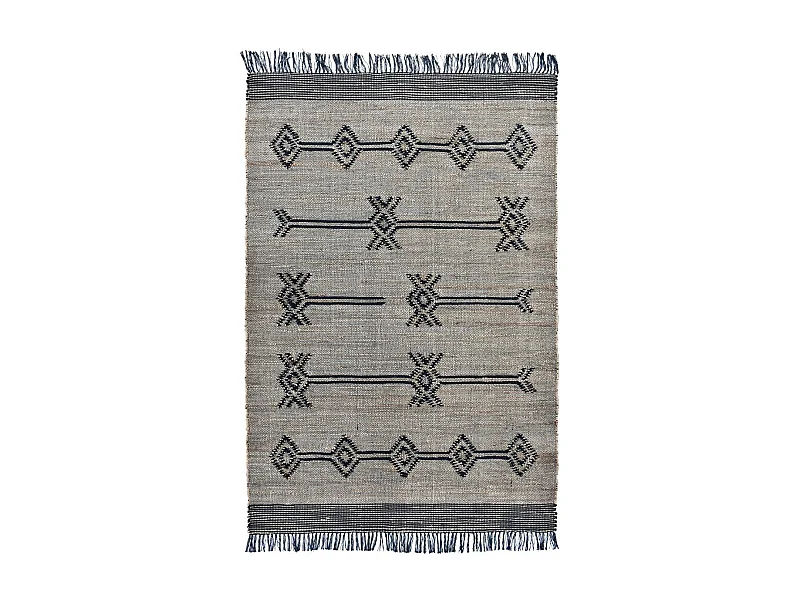 Tapis jute 160x230 fait à la main gris et noir TLIPO