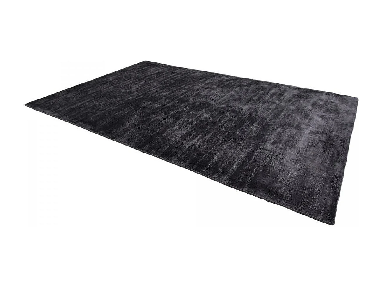 tapis salon 200x300 fait à la main en viscose noir rectangle motif uni NEO +