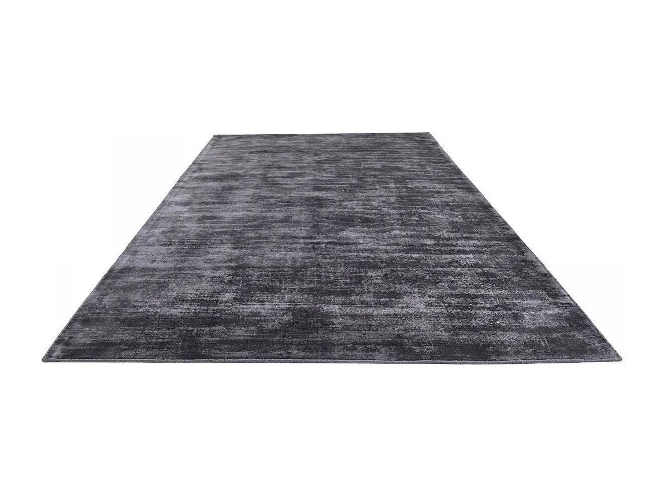 tapis salon 200x300 fait à la main en viscose noir rectangle motif uni NEO +