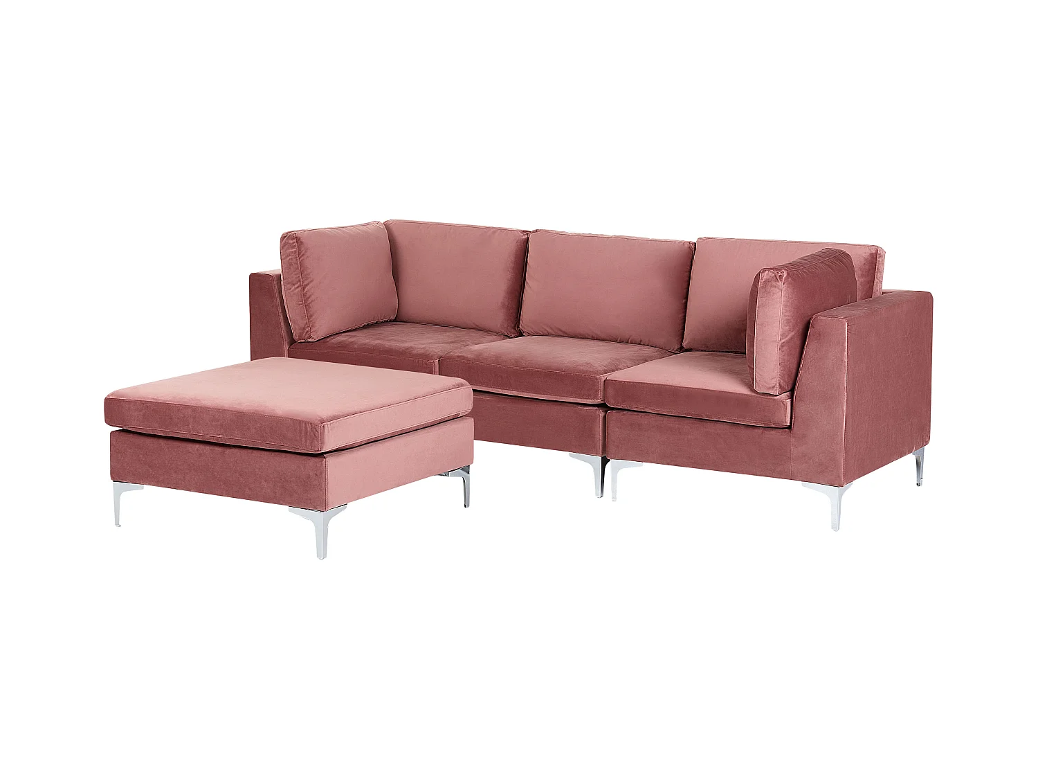 Modulaire bank EVJA Fluweel Roze Met ottomaan 3-zitter