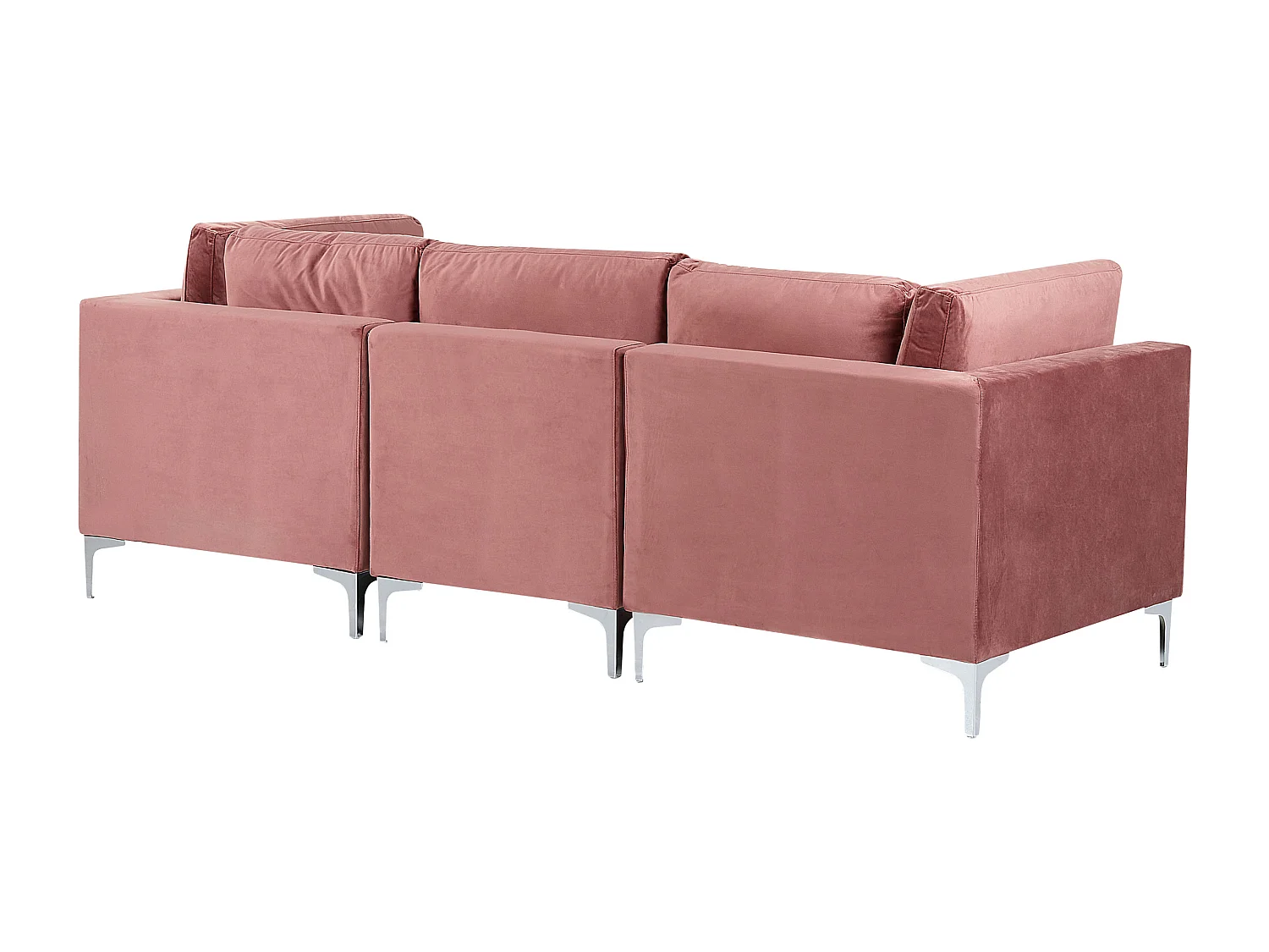 Canapé modulable 3 places EVJA Velours Rose avec ottoman