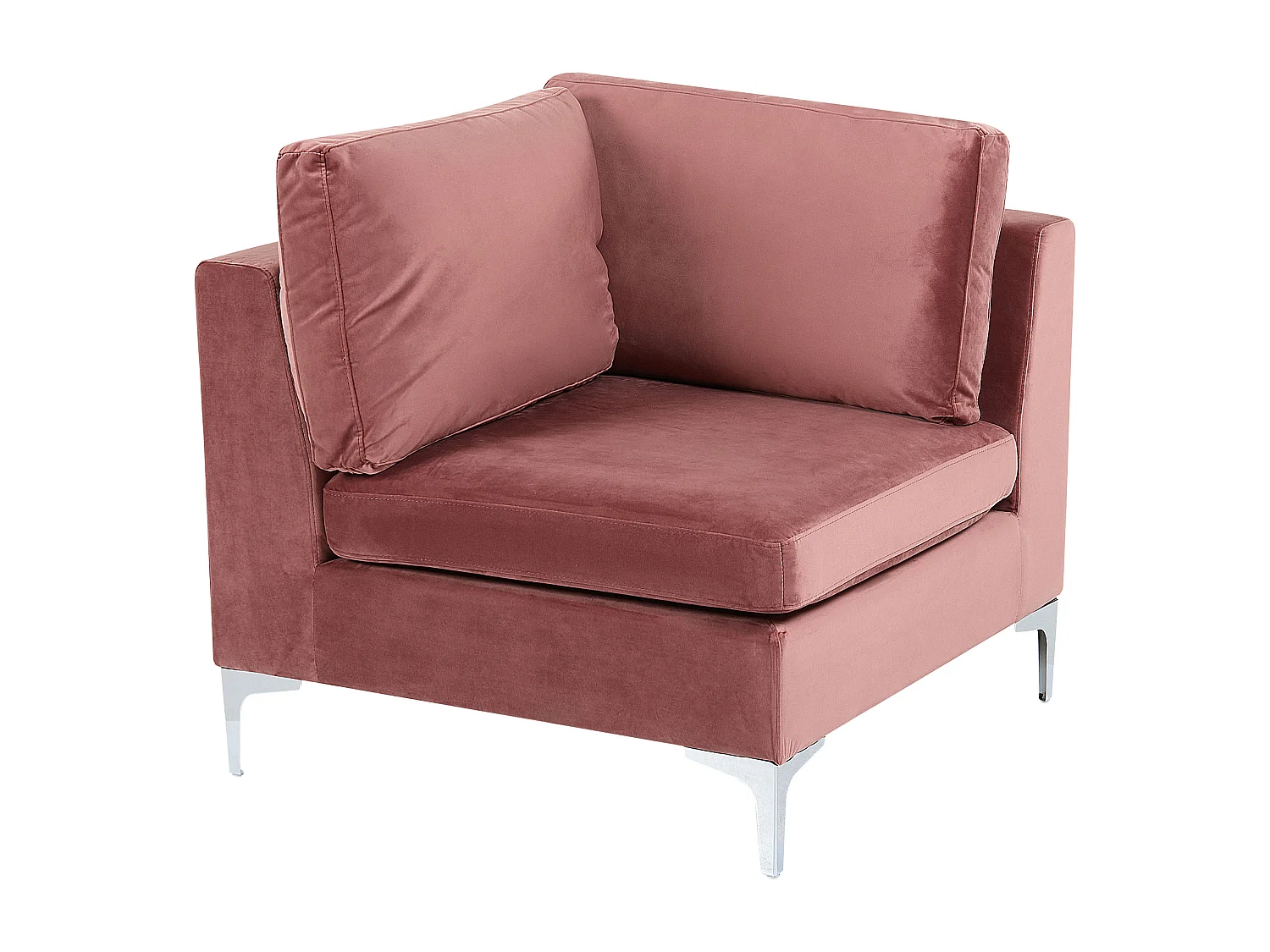 Canapé modulable 3 places EVJA Velours Rose avec ottoman
