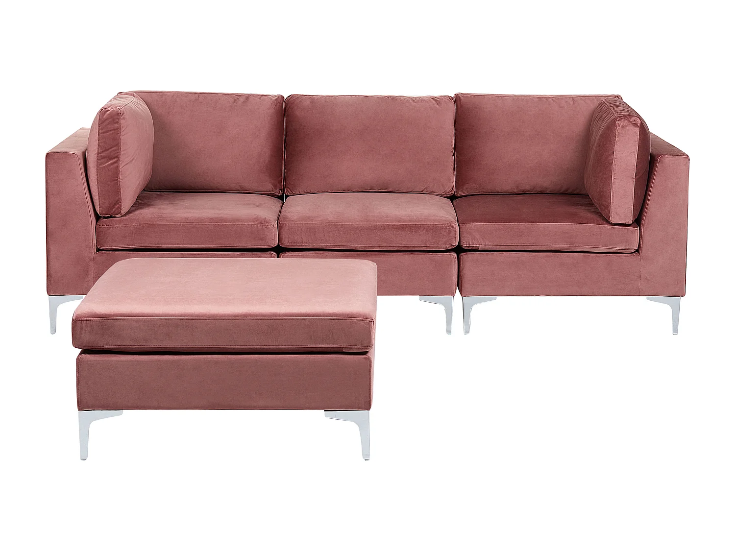 Modulaire bank EVJA Fluweel Roze Met ottomaan 3-zitter