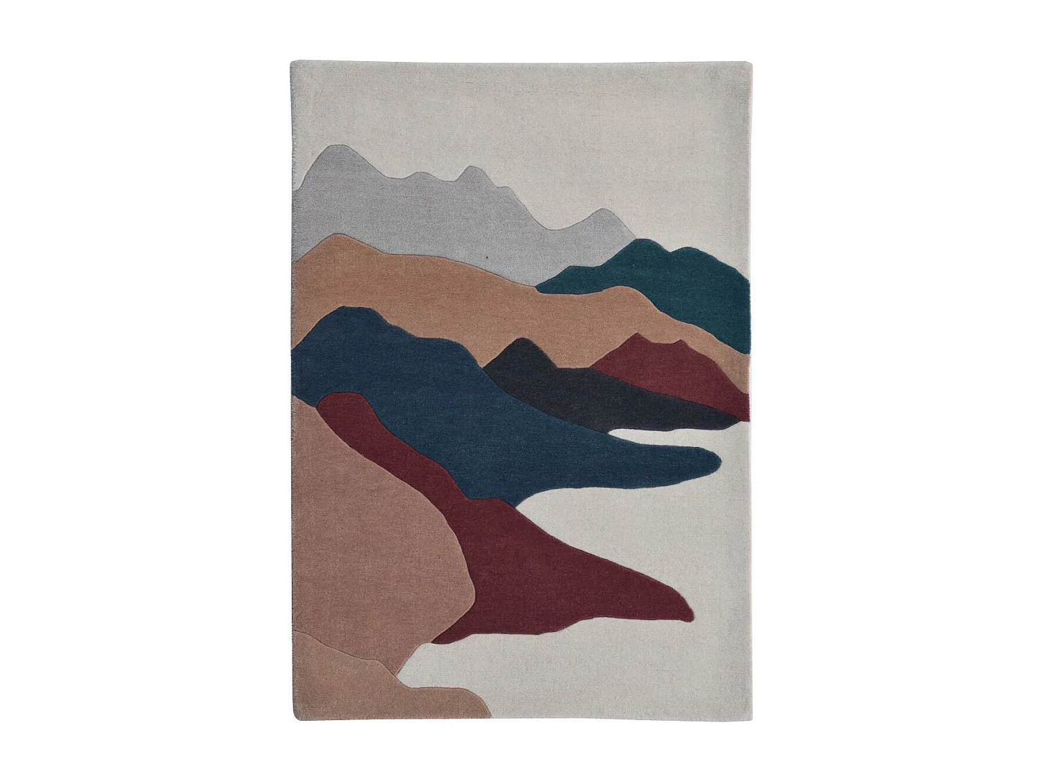 tapis chambre 160x230 fait à la main en laine beige et crème motif géométrique