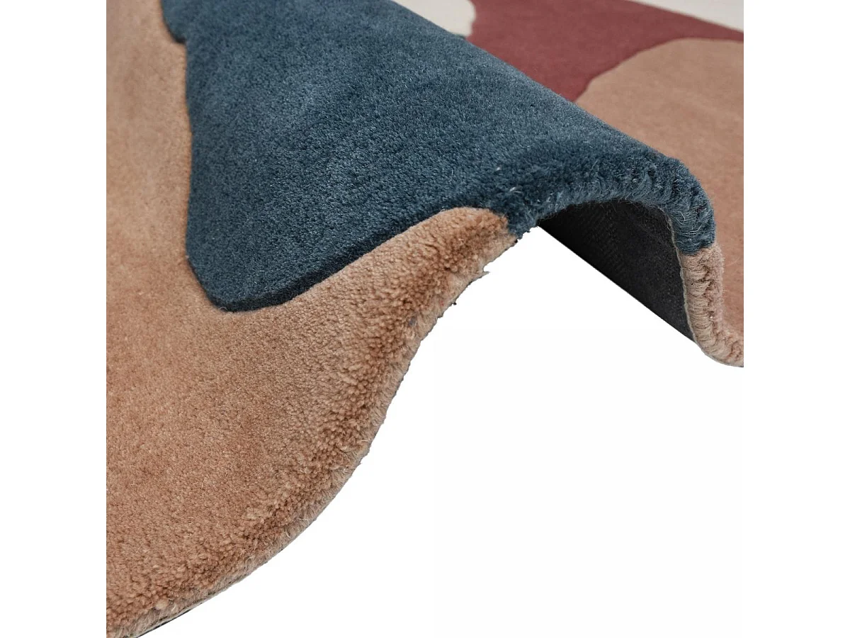 tapis chambre 160x230 fait à la main en laine beige et crème motif géométrique