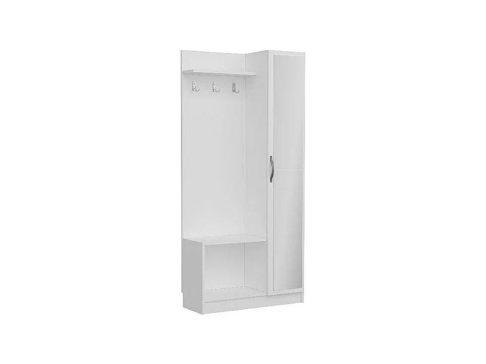 Meuble d'Entrée Orion - Blanc, Noyer - 80x32x173 cm - Homemania