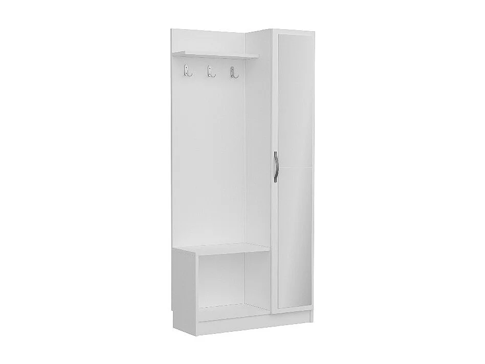 Meuble d'Entrée Orion - Blanc, Noyer - 80x32x173 cm - Homemania