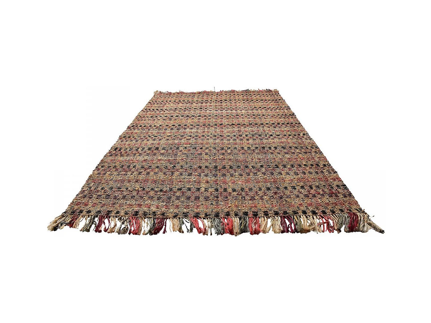 Tapis jute 160x230 fait à la main beige et bordeaux SQUARE