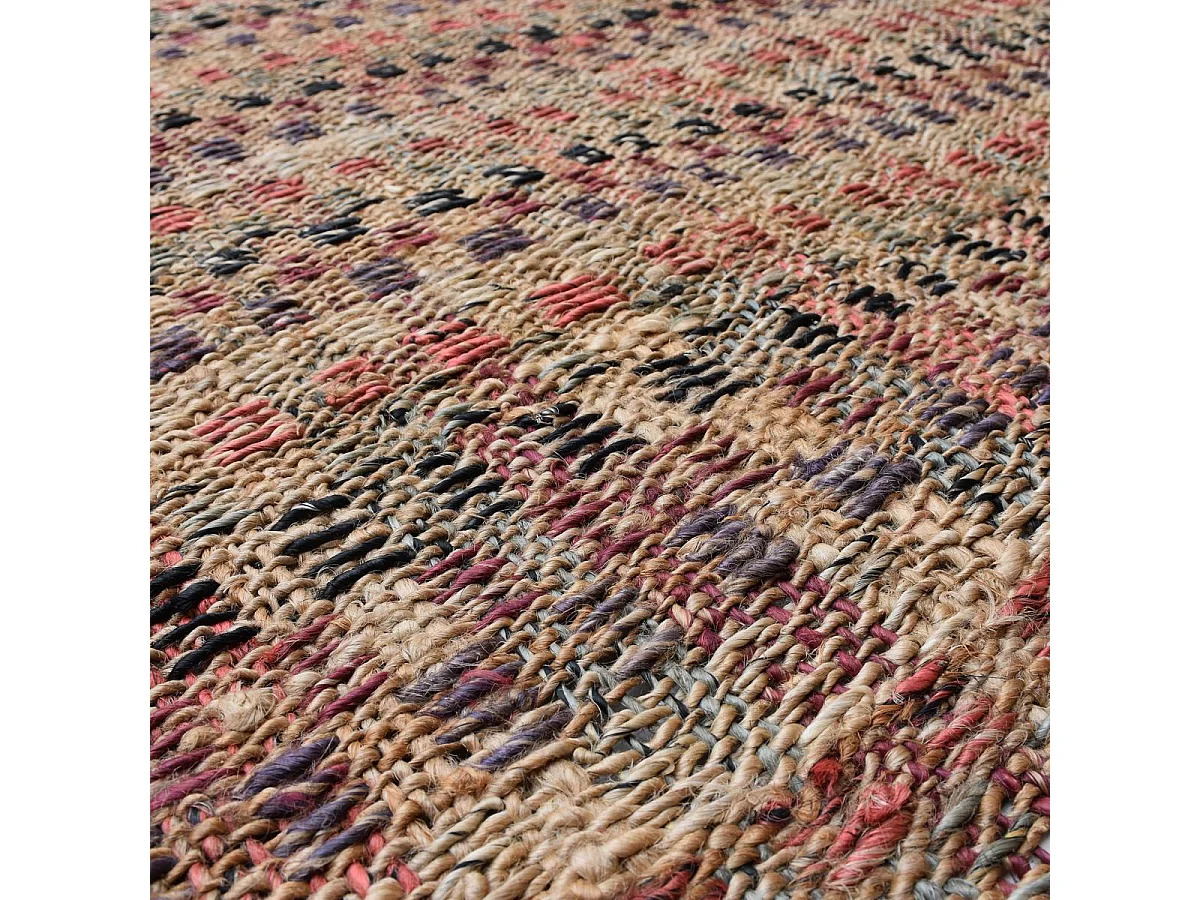 Tapis jute 160x230 fait à la main beige et bordeaux SQUARE