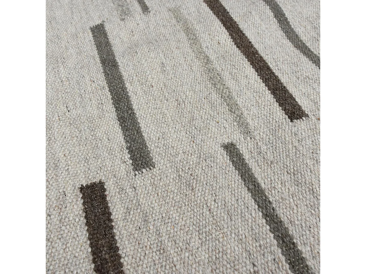 Tapis kilim 120x170 rectangle fait à la main en laine gris et marron