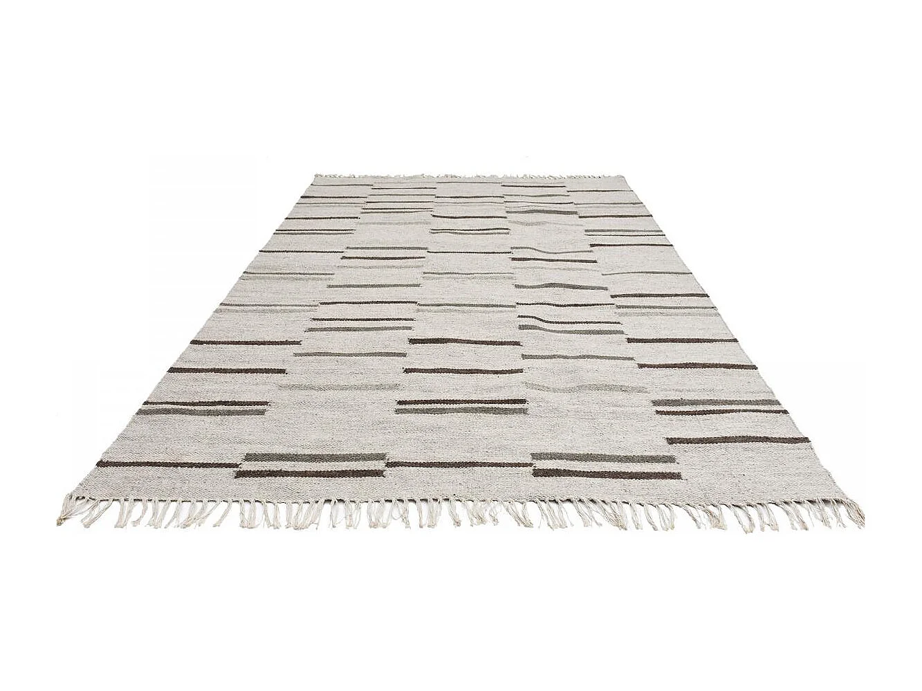 Tappeto Kilim 120x170 rettangolo realizzato a mano in lana grigia e marrone