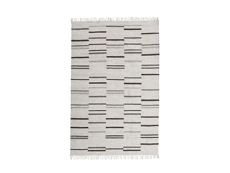 Tapis kilim 120x170 rectangle fait à la main en laine gris et marron
