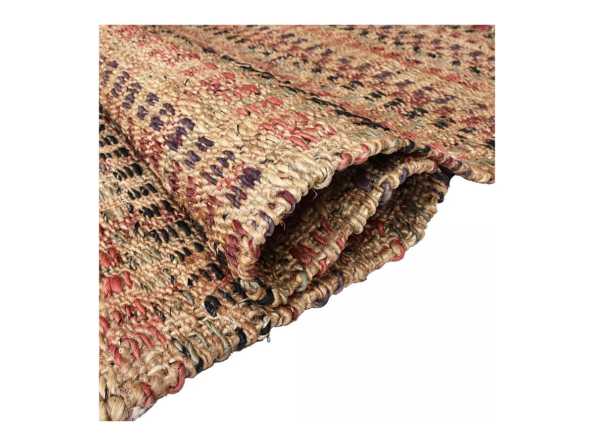 Tapis jute 200x290 fait à la main beige et bordeaux SQUARE