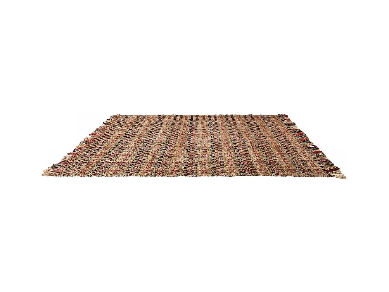 Tapis jute 200x290 fait à la main beige et bordeaux SQUARE