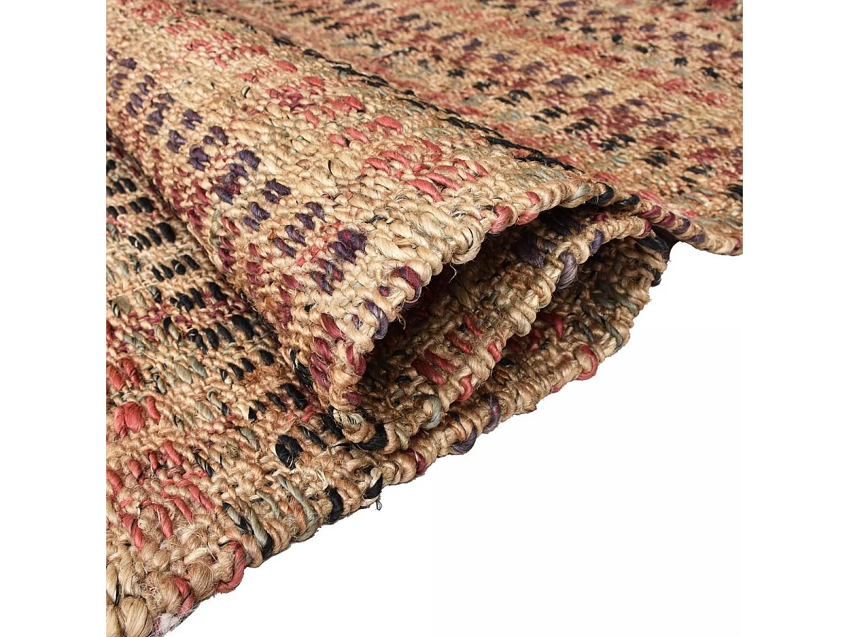 Tapis jute 200x290 fait à la main beige et bordeaux SQUARE