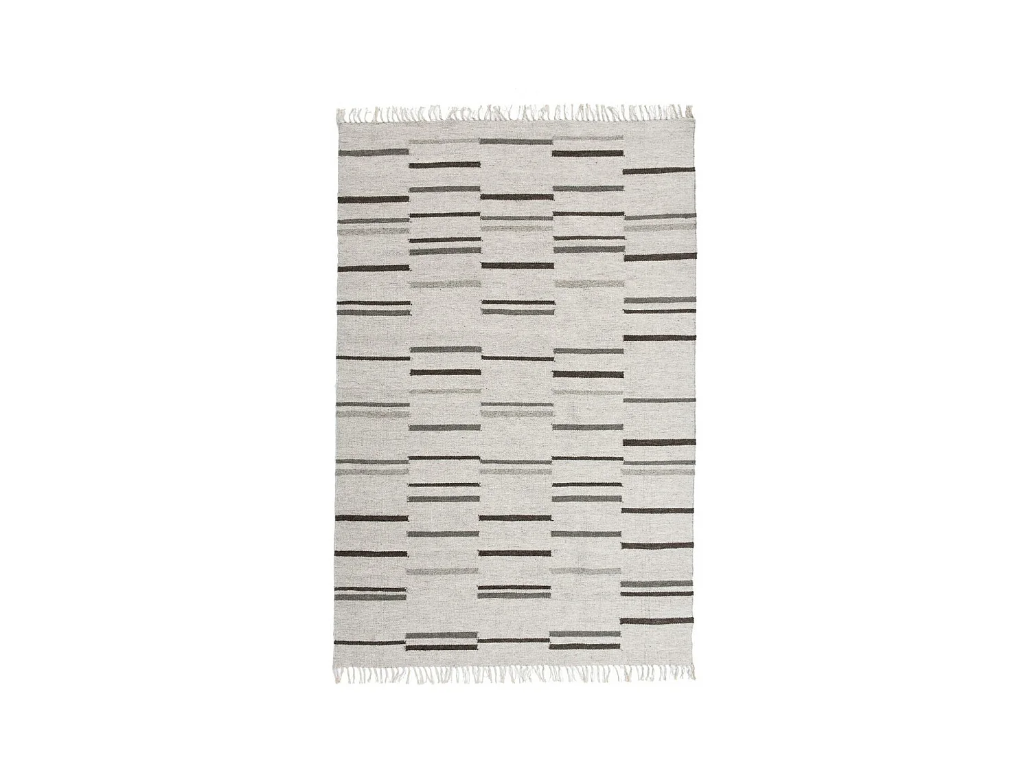 Tapis kilim 160x230 rectangle fait à la main en laine gris et marron