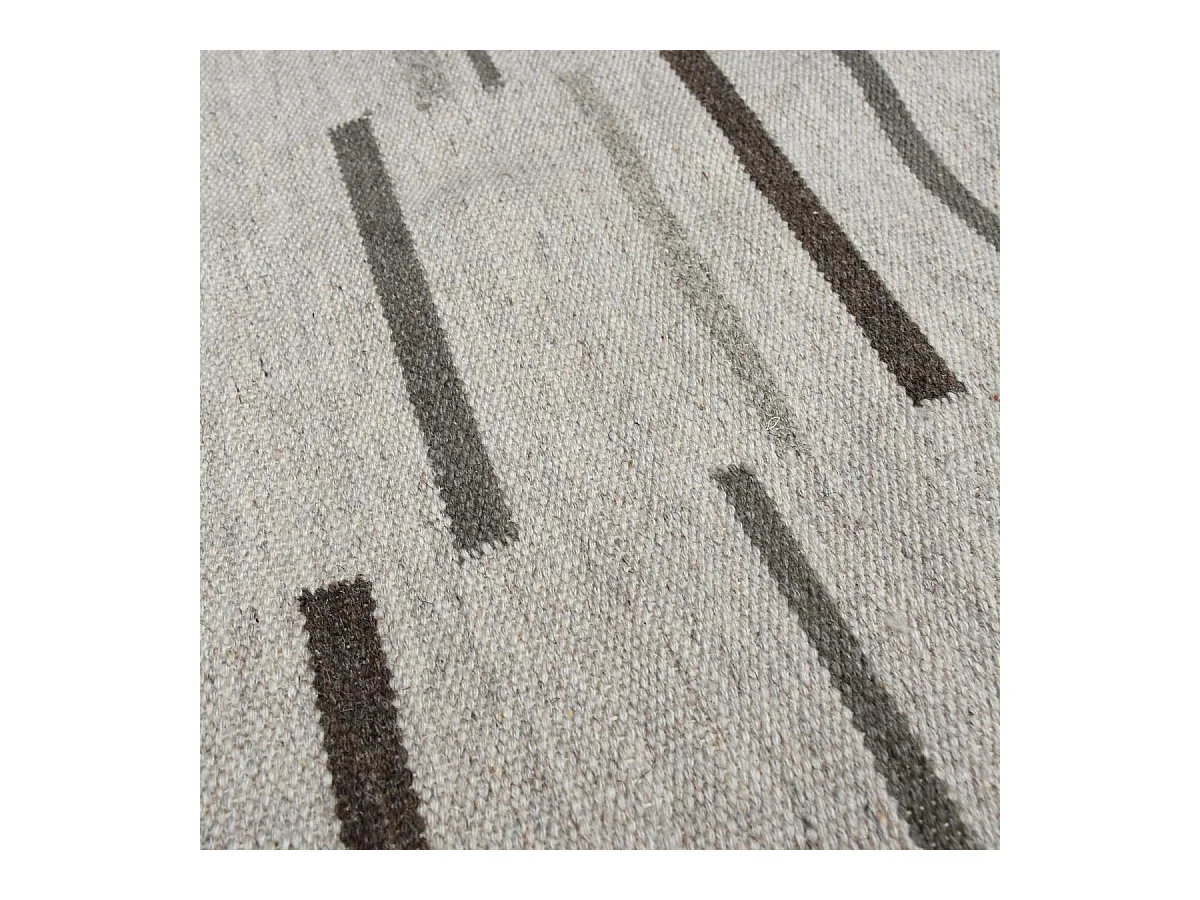 Tapis kilim 160x230 rectangle fait à la main en laine gris et marron