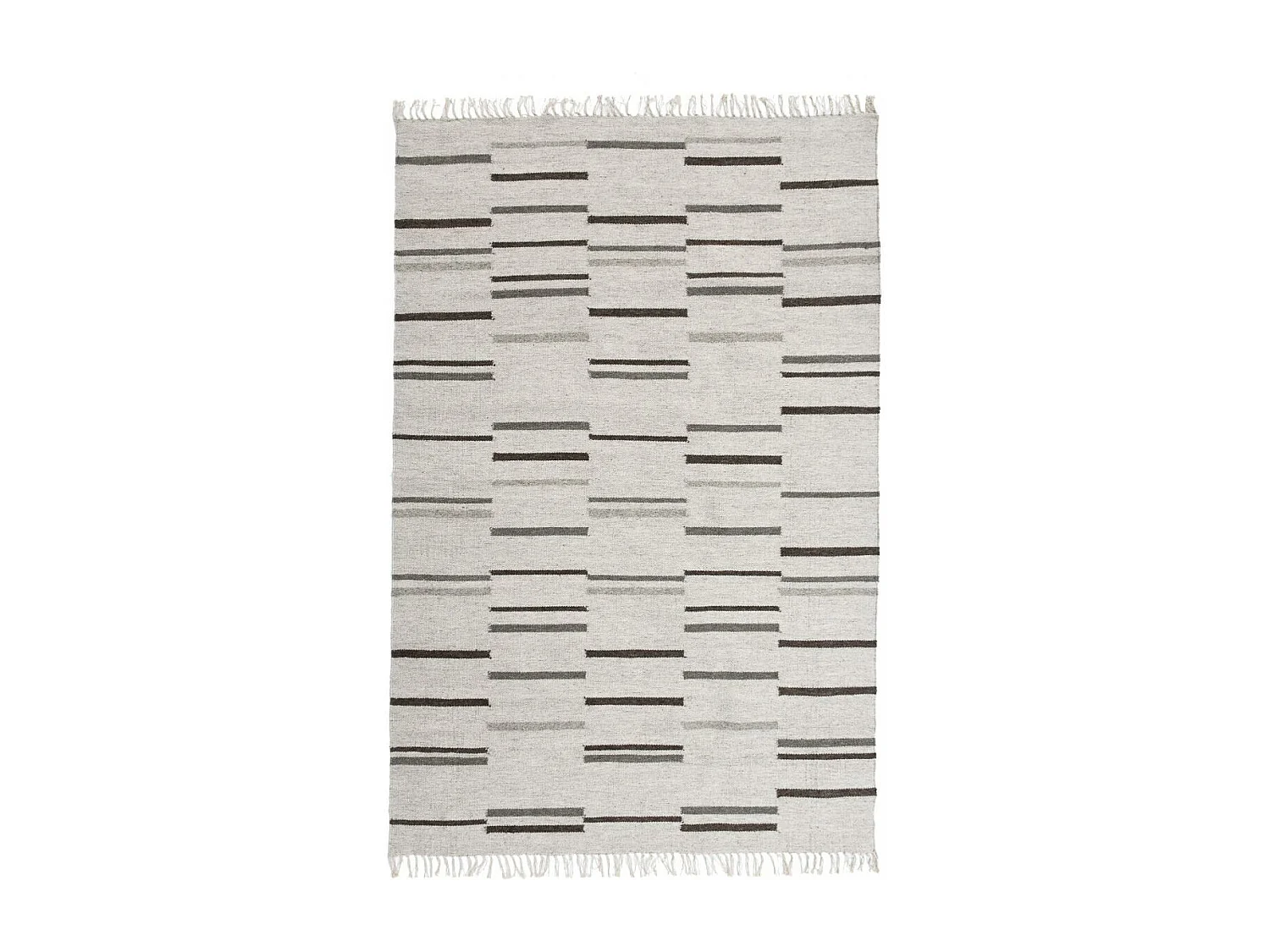 Tapis kilim 80x150 rectangle fait à la main en laine gris et marron