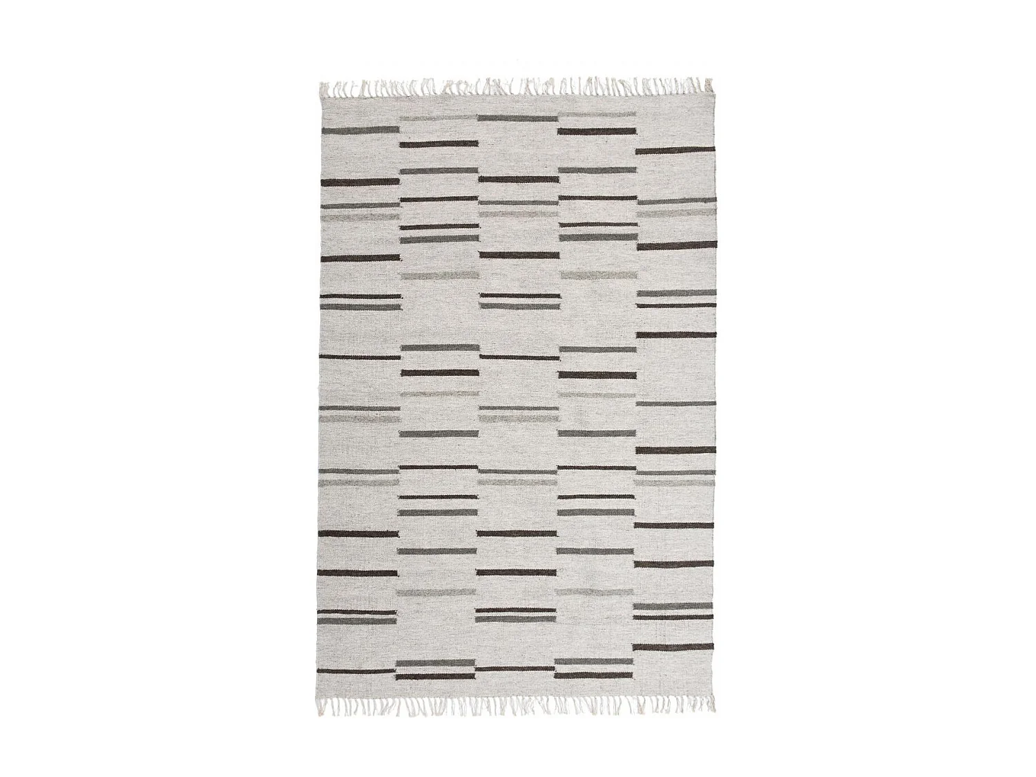 Tapis kilim 80x150 rectangle fait à la main en laine gris et marron