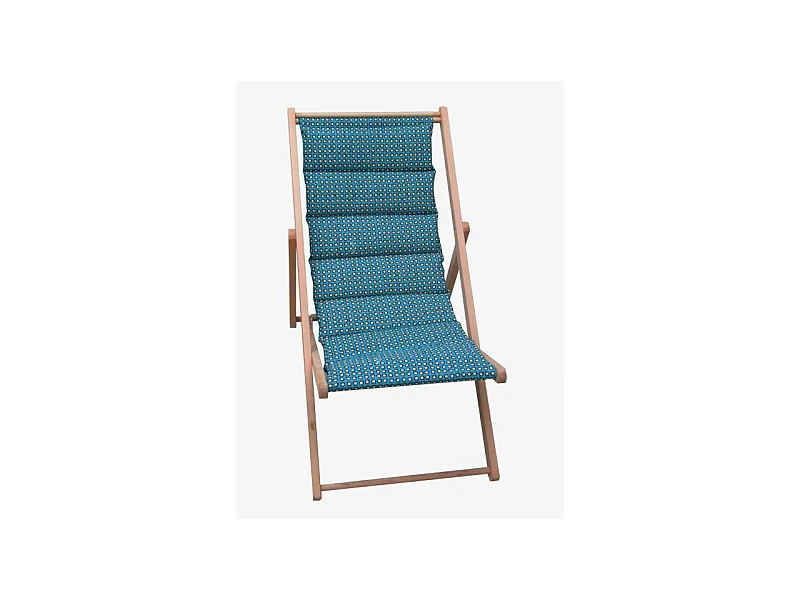 Chilienne matelassée Douala - Toile amovible Structure en bois Bleu canard - JARDIN PRIVE