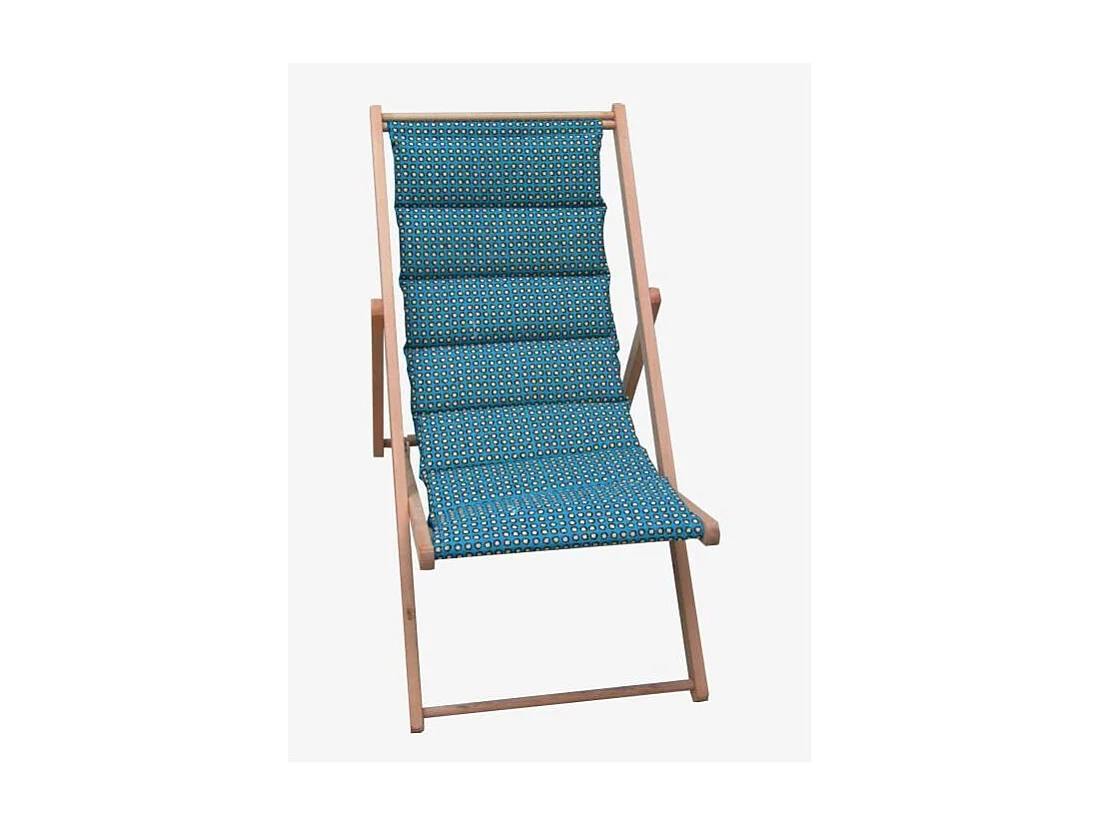 Chilienne matelassée Douala - Toile amovible Structure en bois Bleu canard - JARDIN PRIVE
