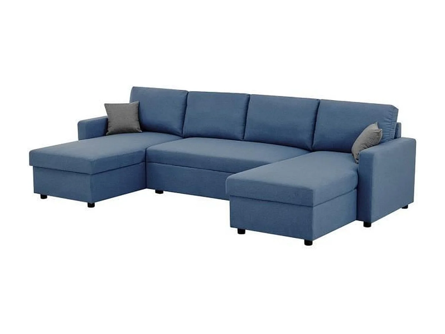 Canapé d'angle convertible panoramique + 2 coffres de rangement - Bleu -OWENS