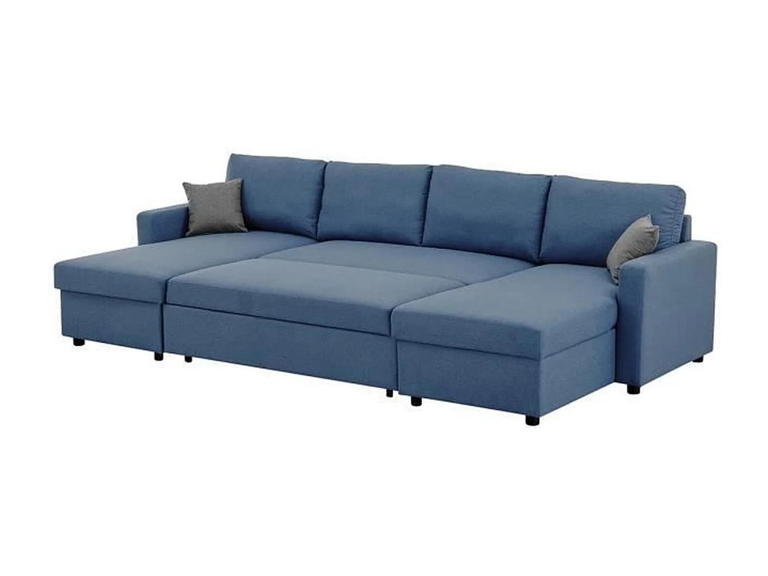 Canapé d'angle convertible panoramique + 2 coffres de rangement - Bleu -OWENS