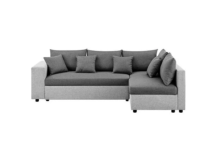 Canapé d'angle convertible droite + coffre de rangement - Gris foncé et clair - FL ASH