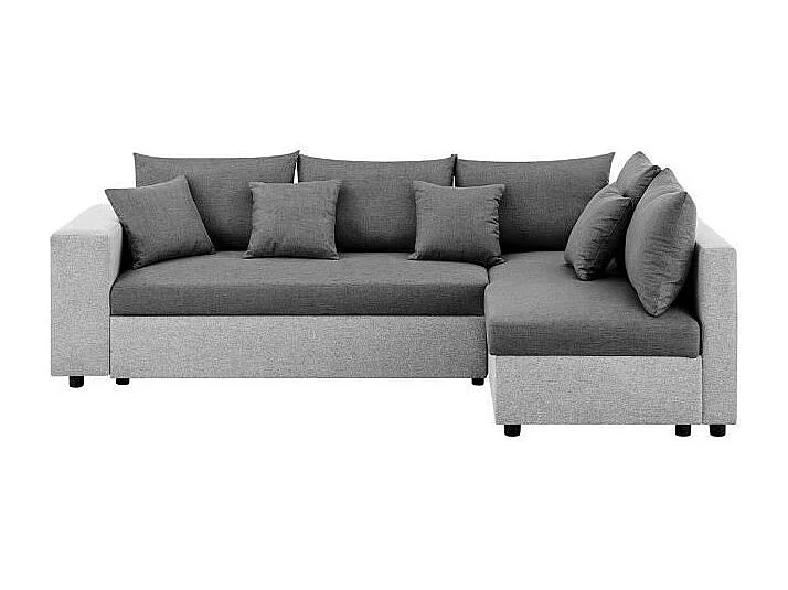 Canapé d'angle convertible droite + coffre de rangement - Gris foncé et clair - FL ASH