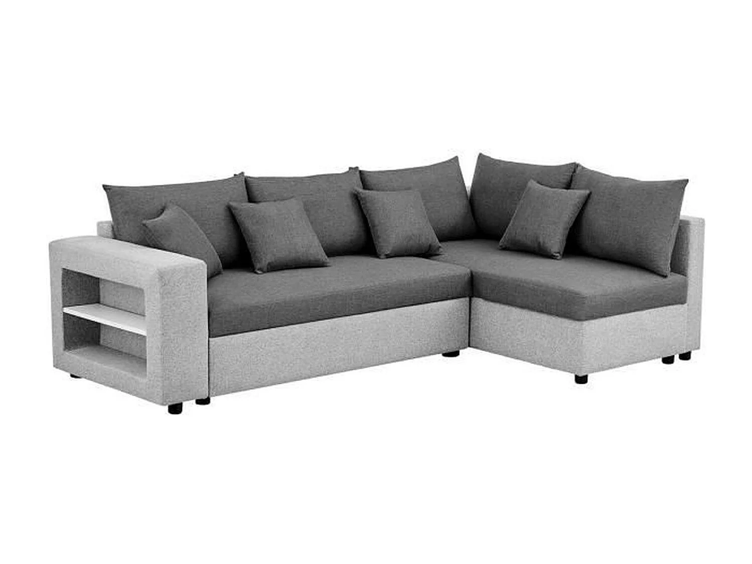 Canapé d'angle convertible droite + coffre de rangement - Gris foncé et clair - FL ASH