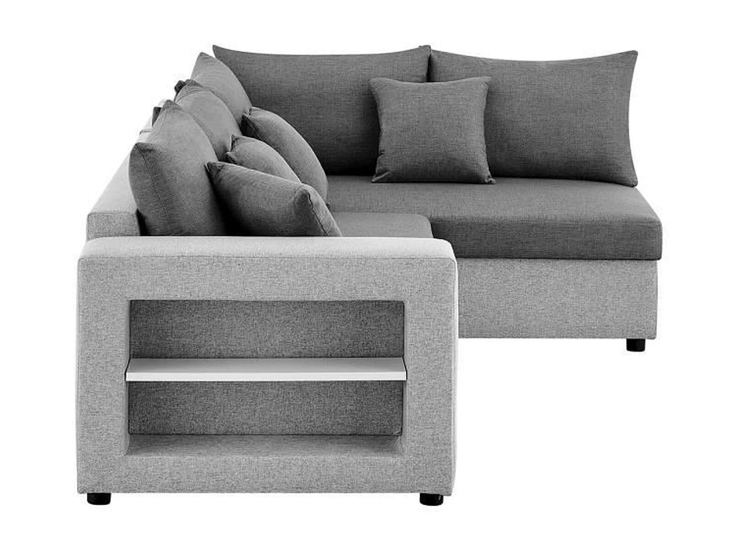 Canapé d'angle convertible droite + coffre de rangement - Gris foncé et clair - FL ASH