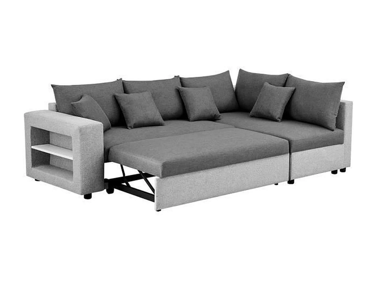 Canapé d'angle convertible droite + coffre de rangement - Gris foncé et clair - FL ASH