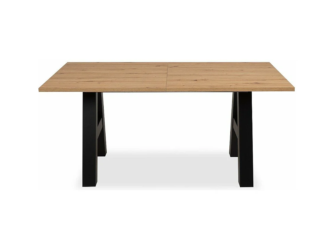 Table a manger GRANADA extensible - Style Industriel - 6/10 personnes - 2 rallonges 40 cm - L 157/197 x P 90 x H 75 cm - Chene/N