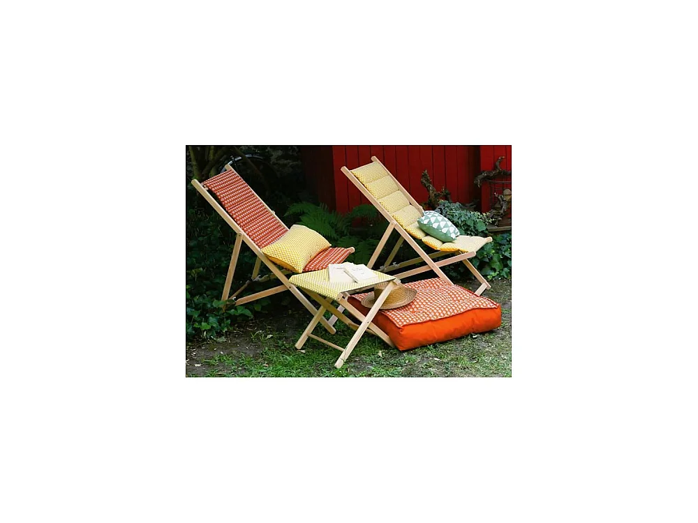 Chilienne matelassée en bois Helsinki poterie - Toile amovible - JARDIN PRIVE