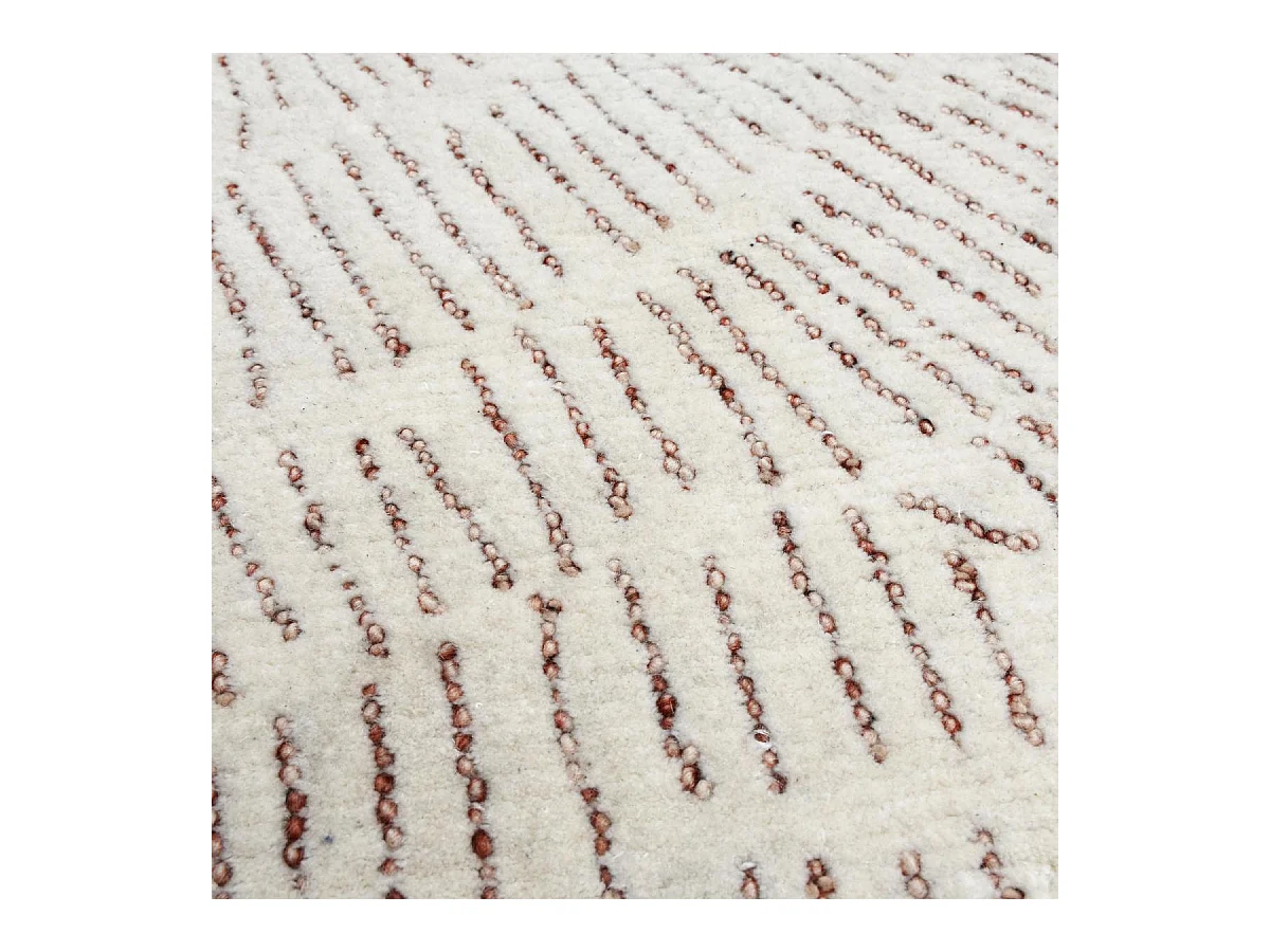 tapis couloir 120x170 fait à la main en laine crème rectangle motif faux uni