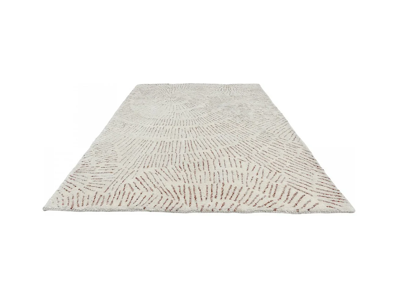 tapis couloir 120x170 fait à la main en laine crème rectangle motif faux uni