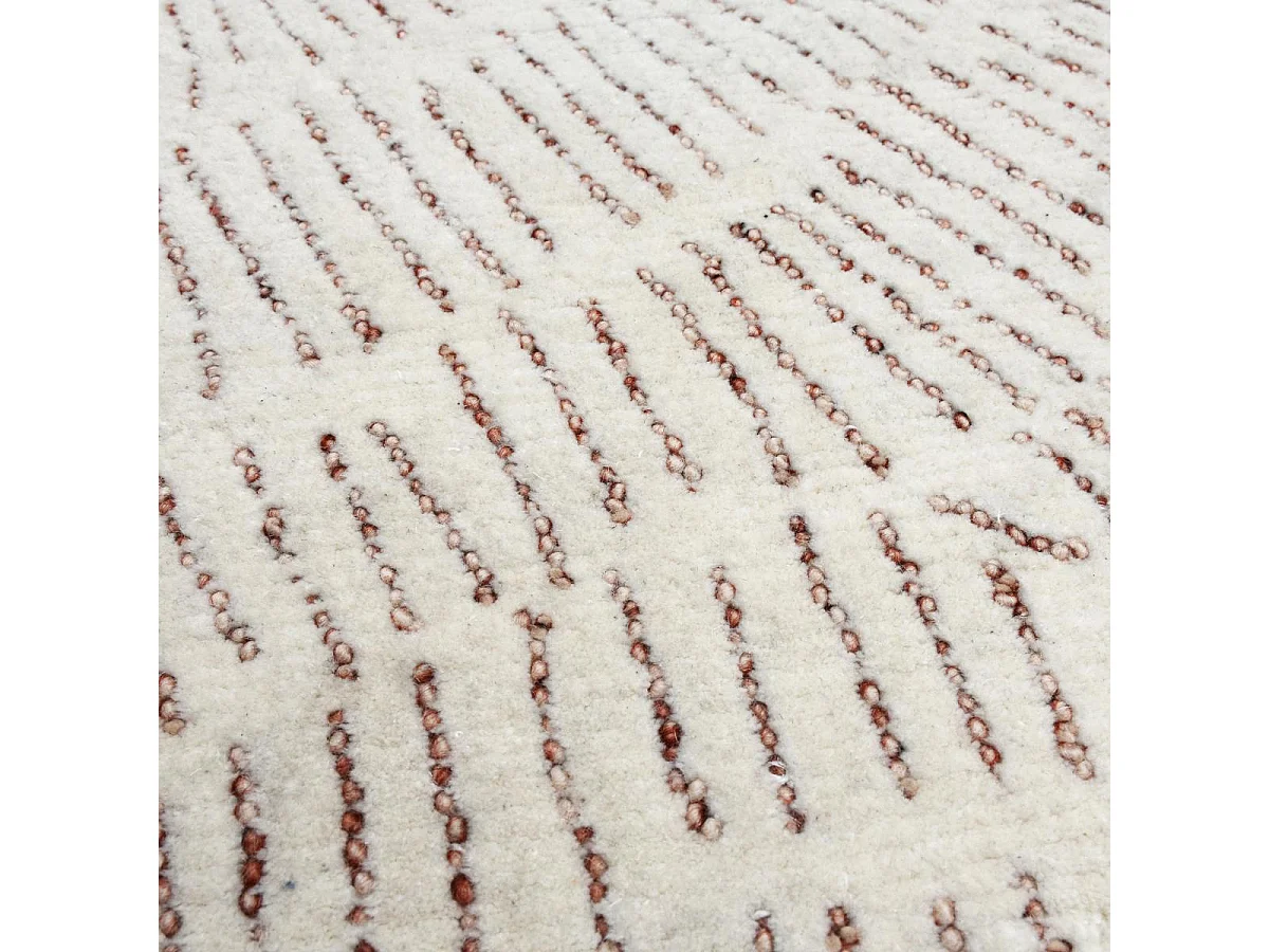 tapis couloir 120x170 fait à la main en laine crème rectangle motif faux uni