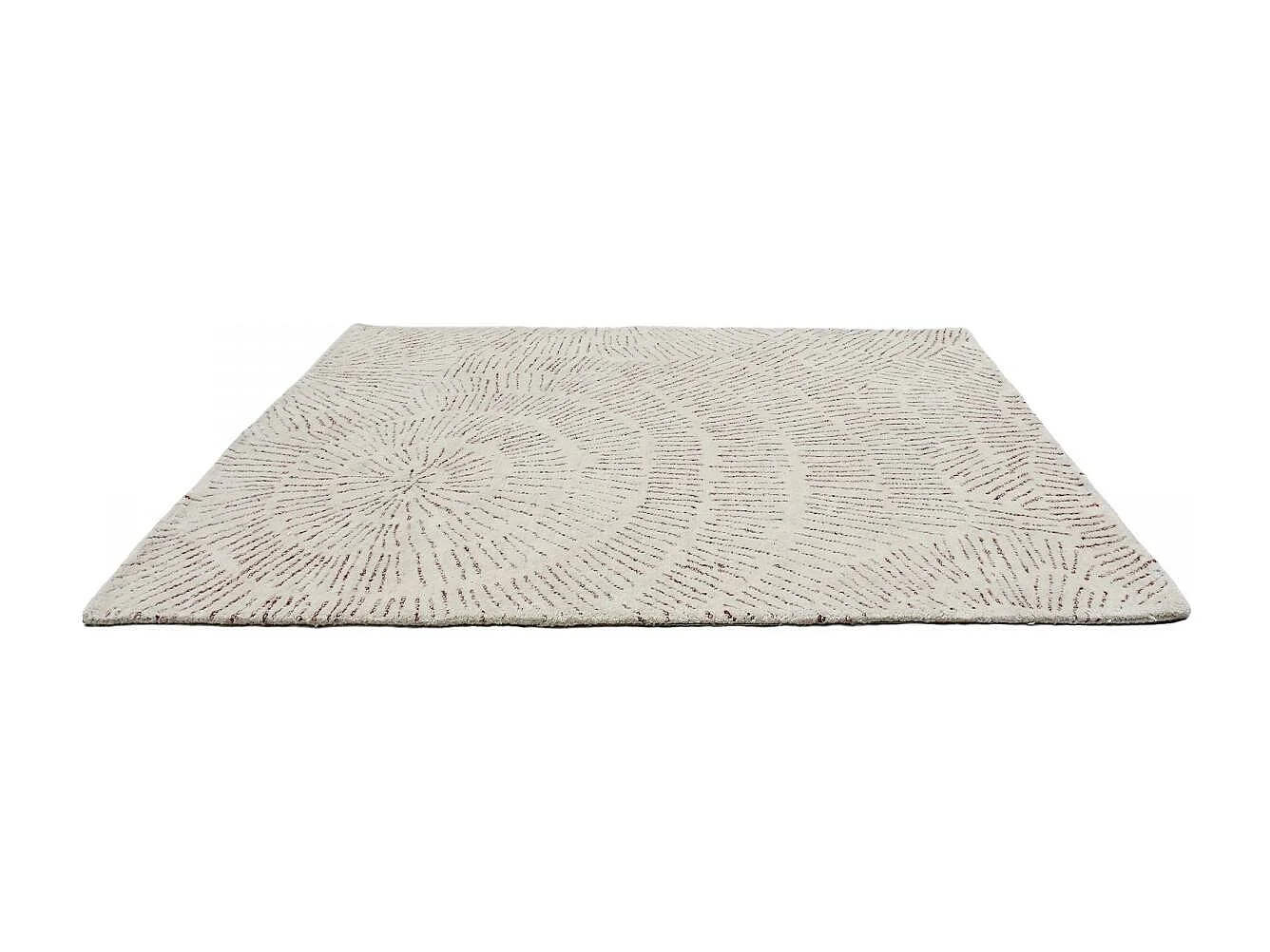 tapis couloir 120x170 fait à la main en laine crème rectangle motif faux uni