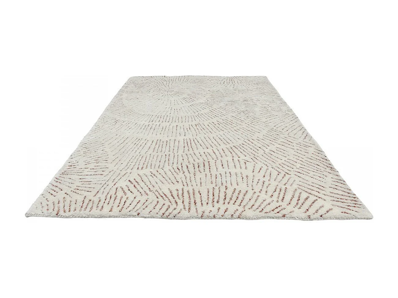 tapis couloir 120x170 fait à la main en laine crème rectangle motif faux uni