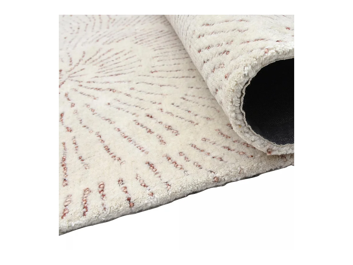 tapis chambre 160x230 fait à la main en laine crème rectangle motif faux uni