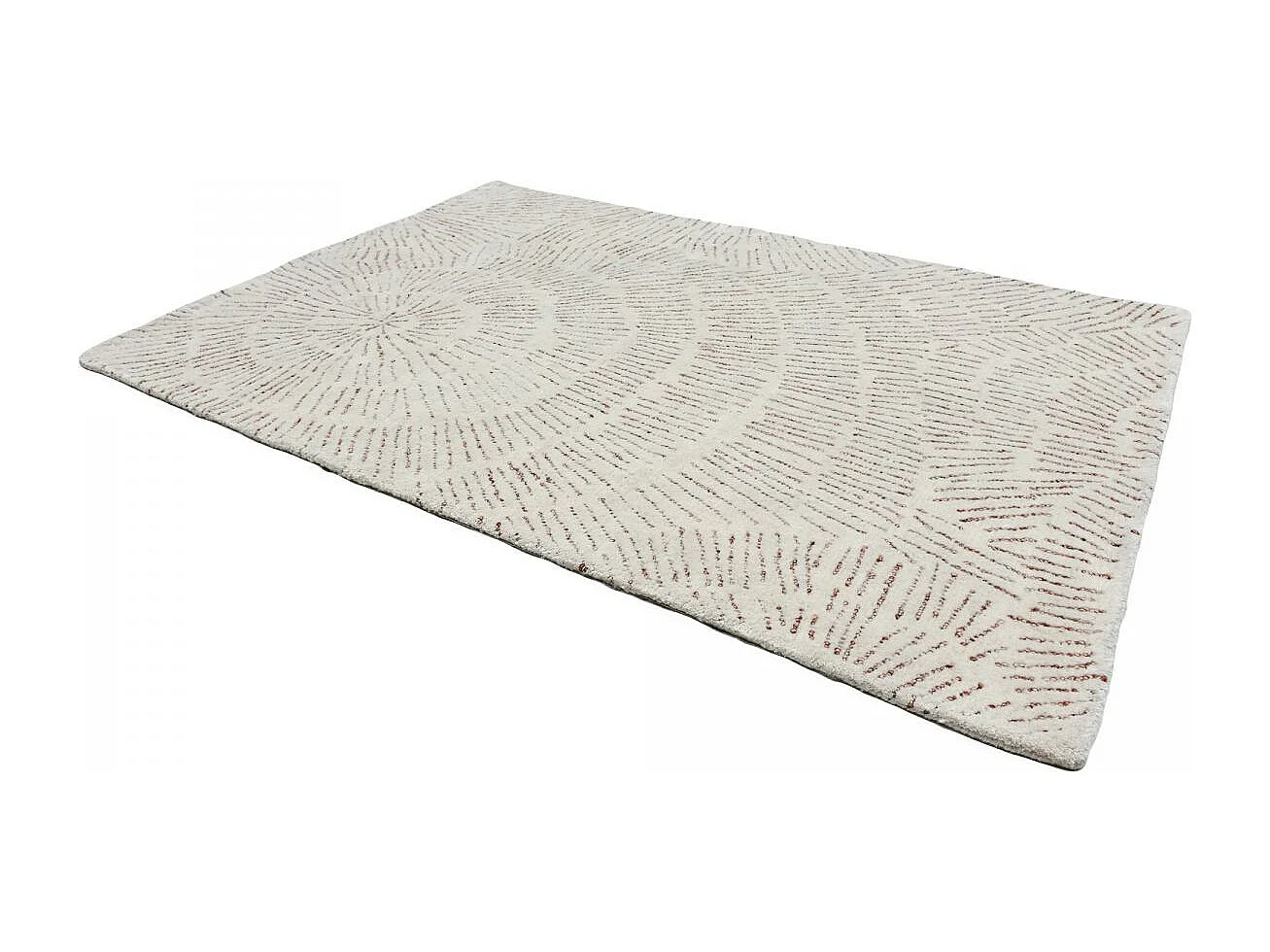 tapis chambre 160x230 fait à la main en laine crème rectangle motif faux uni