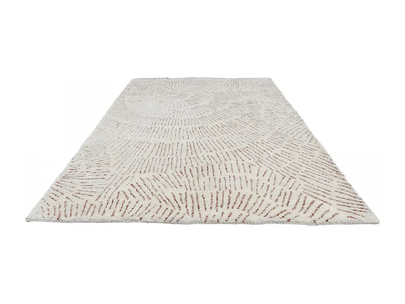 tapis chambre 160x230 fait à la main en laine crème rectangle motif faux uni