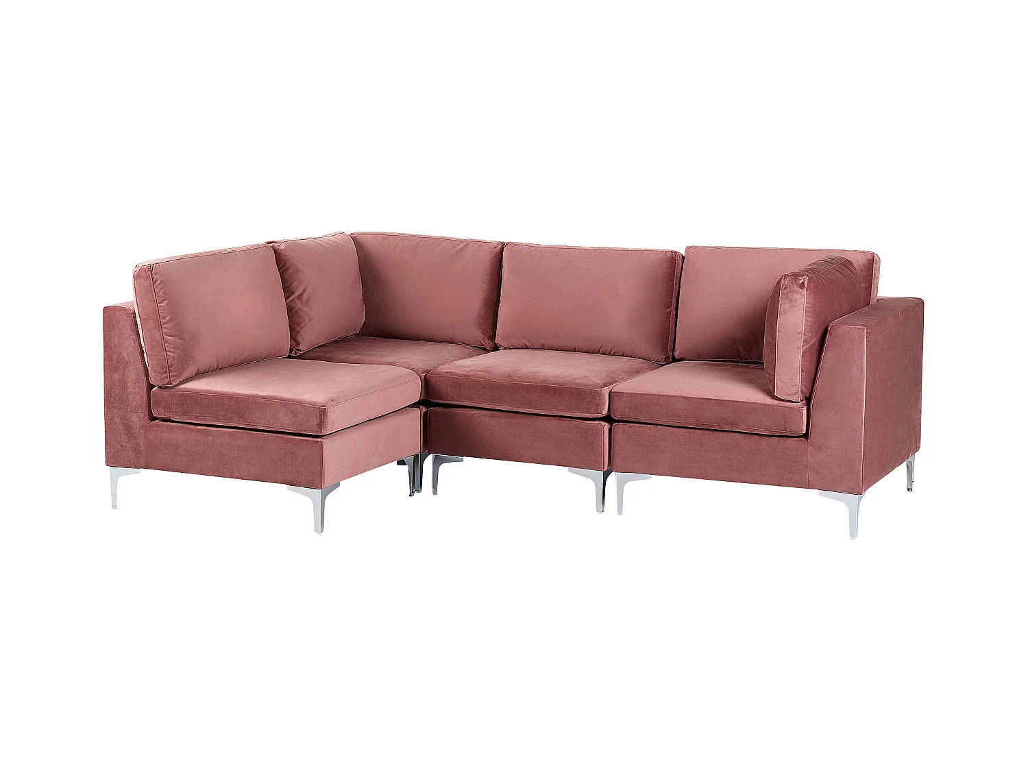 Modulaire hoekbank EVJA Fluweel Roze 4-zitter Rechterzijde